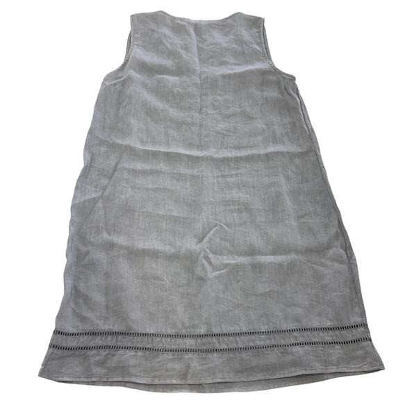 Sigrid Olsen Linen Tunic Dress Womens Small Gray Sleeveless V Neck Shift Trim - Picture 2 of 6